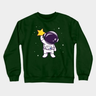 Cute Astronaut Holding Star Cartoon Crewneck Sweatshirt